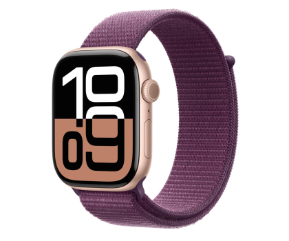 Smartwatch APPLE Watch 10 GPS 42mm koperta z aluminium (różowe złoto) + opaska sportowa (dojrzała śliwka)